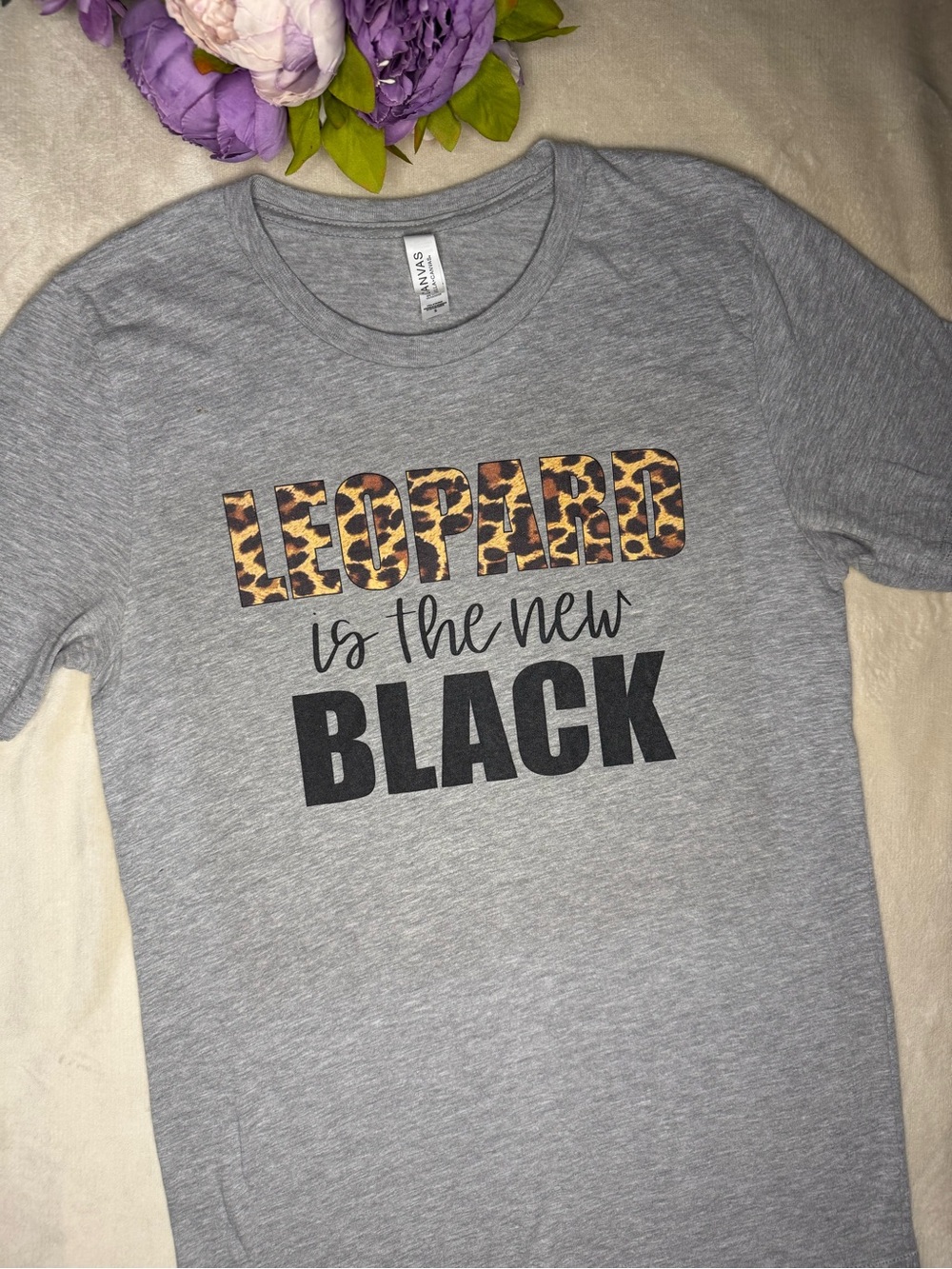 Bella Canvas Gray Leopard Print Graphic Tee - Picture 3 of 14